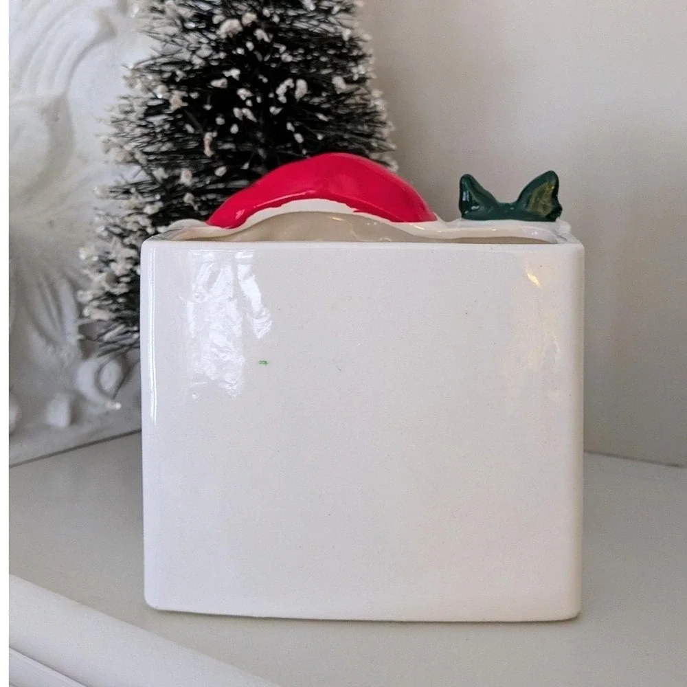 Rare Vintage Japan Ceramic Santa Claus with Present‎ Christmas Planter Kitsch